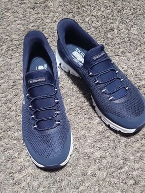 Skechers Women's Navy Knit Slip-On Athletic Sneakers